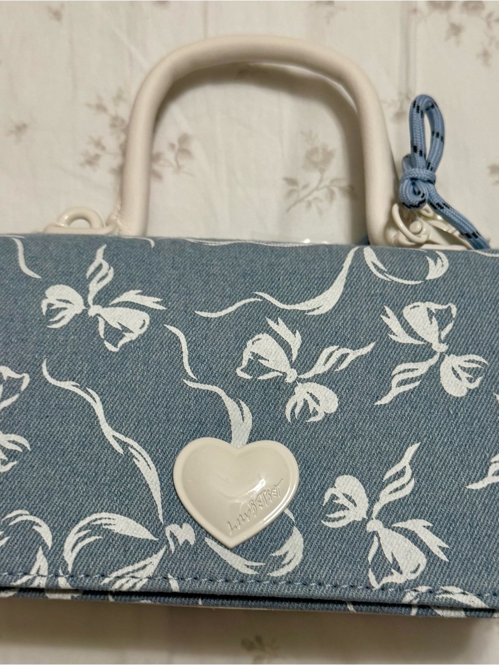 Luv Betsey Heart Accent Blue Floral Women’s Handbag